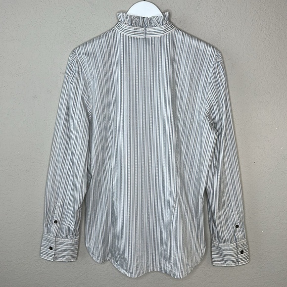 LRL Lauren Jeans Company 100% Cotton Ruffle Collar Button Down Shirt Size XL - Picture 8 of 14